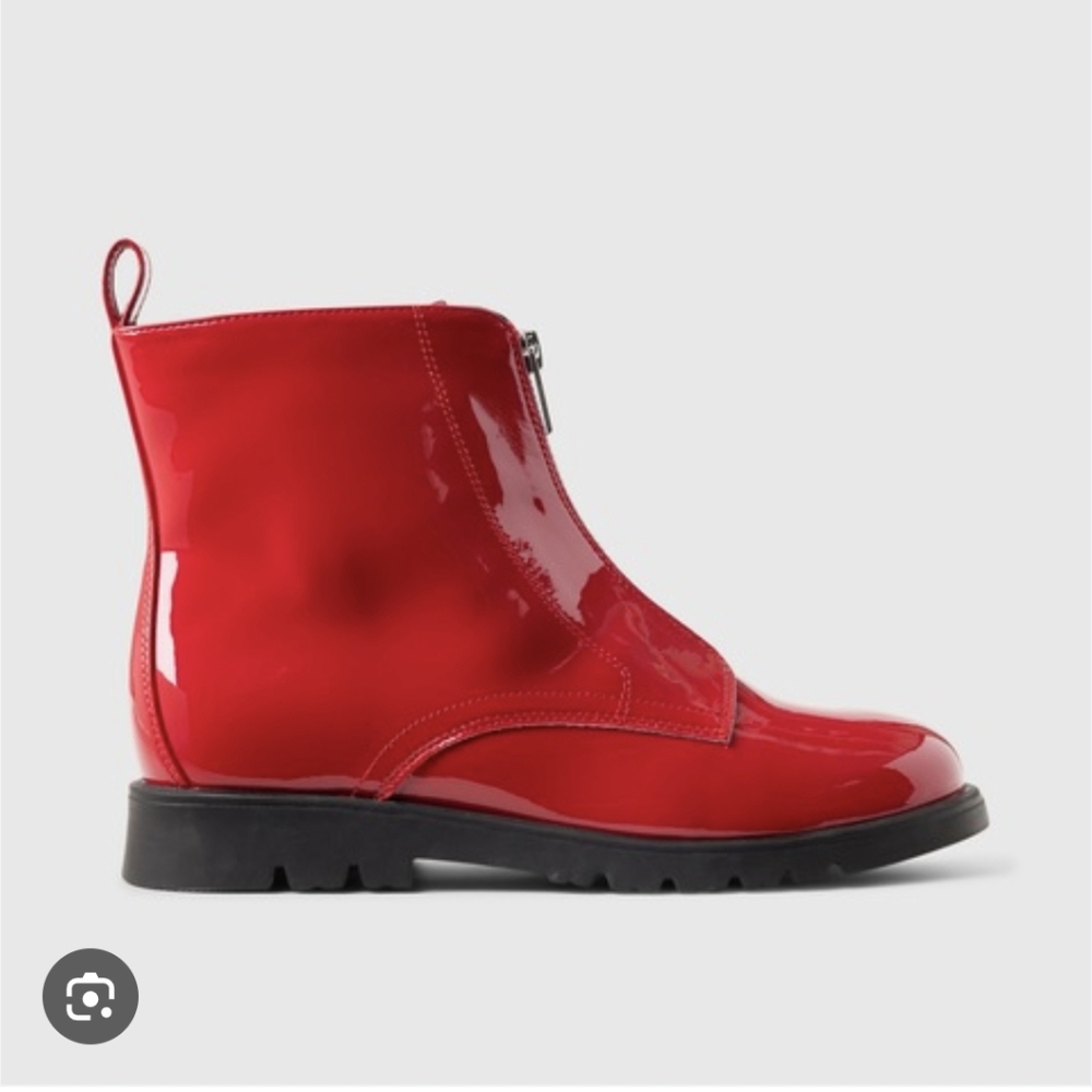 GAP Red Patent Leather Kids Zip Boots